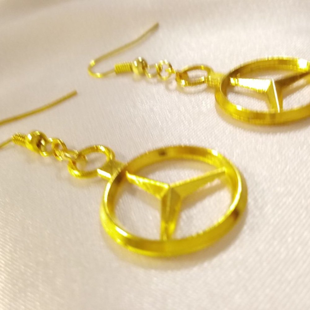 Mercedes Benz Gold Logo Earrings